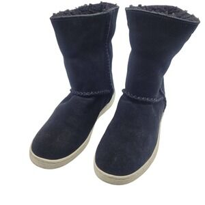 UGG Mika faux shearling cuff Womens sz 5 Black Sneaker Snow Boots suede leather